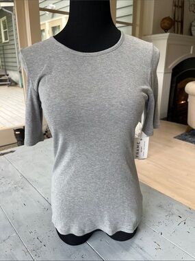 100% Silk Frame Heather Grey Short Sleeve Crewneck Tee